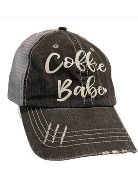 COFFEE BABE Chocolate Brown Velcro BackCap Hat adjustable size Caffeine